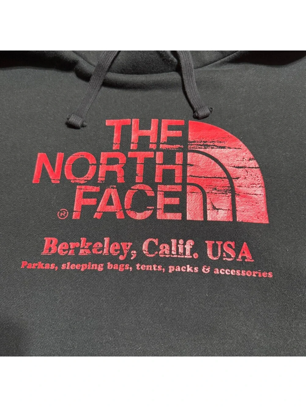 THE NORTH FACE Mens Fleece Hoodie XL Black Berkeley Calif Heritage Pullover